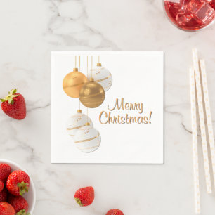 Goldene und weiße Weihnachtskugeln mit individuell Serviette