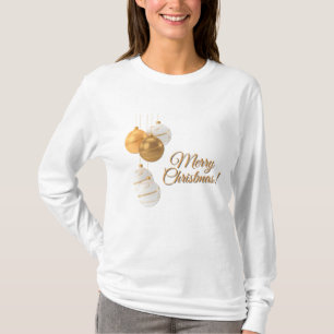 Goldene und weiße Weihnachtskugeln mit individuell T-Shirt