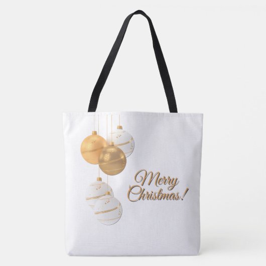 Goldene und weiße Weihnachtskugeln mit individuell Tasche (Vorderseite)