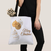 Goldene und weiße Weihnachtskugeln mit individuell Tasche (Von Nahem)