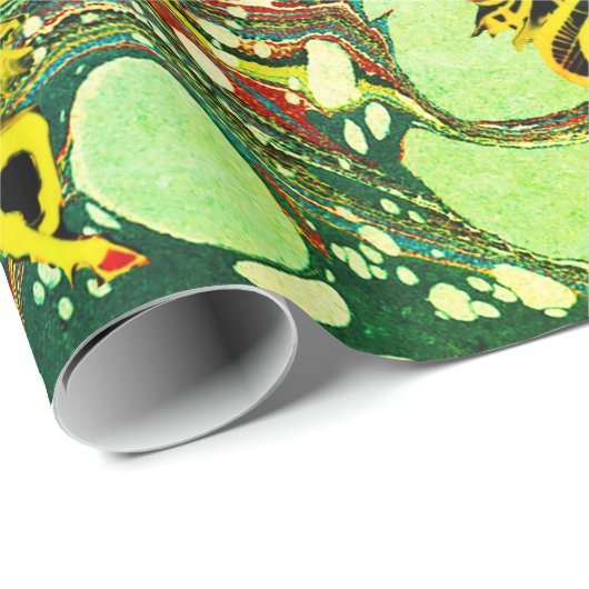 GOLDENE UNICORNS, BLAUE GRÜNE, MARBIERTE EFFEKTE,K GESCHENKPAPIER (Rolleneckpunkt)