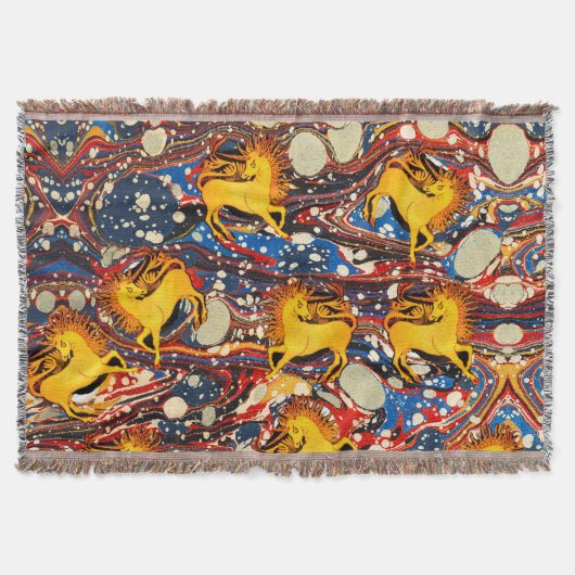 GOLDENE UNICORNS , ROTE BLAUE MARBLED EFFEKTE,KREI DECKE (Vorderseite)