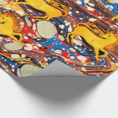 GOLDENE UNICORNS , ROTE BLAUE MARBLED EFFEKTE,KREI GESCHENKPAPIER (Ecke)