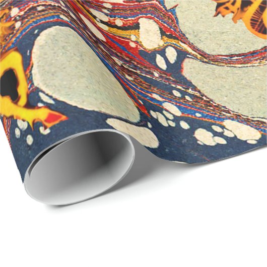 GOLDENE UNICORNS , ROTE BLAUE MARBLED EFFEKTE,KREI GESCHENKPAPIER (Rolleneckpunkt)