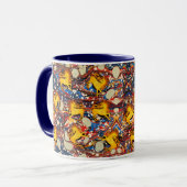 GOLDENE UNICORNS , ROTE BLAUE MARBLED EFFEKTE,KREI TASSE (Vorderseite Links)
