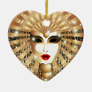 Goldene Venedig Karneval Party Maske Keramik Ornament