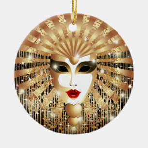 Goldene Venedig Karneval Party Maske Keramikornament