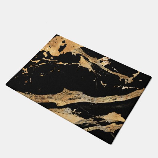 Goldene Venen auf schwarzmarmorAbstrakter Luxe Tex Fußmatte (Schrägansicht)