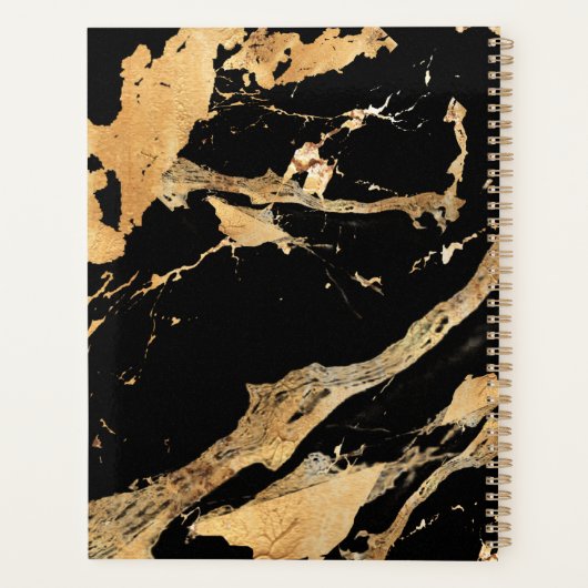 Goldene Venen auf schwarzmarmorAbstrakter Luxe Tex Planer (Rückseite)