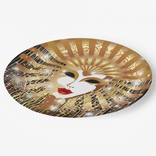 Goldene venezianische Kirche Santa Maria delle Gra Pappteller (Schrägansicht)