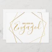 Goldene, verlobte Party-Karte Ankündigung (Vorne/Hinten)