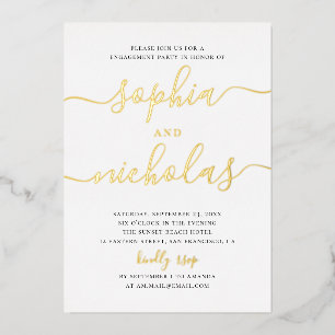 Goldene Verlobungsparty   Elegante minimalistische Folieneinladung