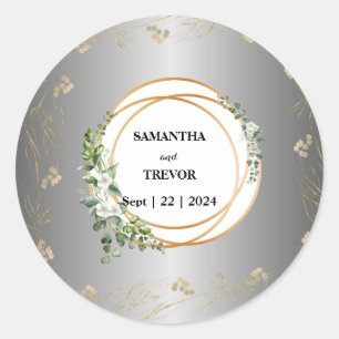 Goldene Verzauberung: Personalisierter botanischer Runder Aufkleber