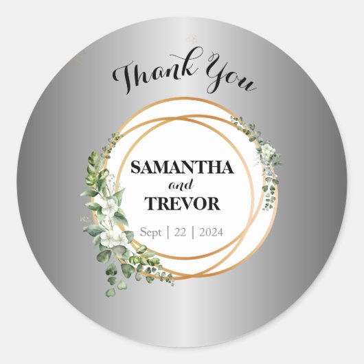 Goldene Verzauberung: Personalisierter botanischer Runder Aufkleber (Vorderseite)