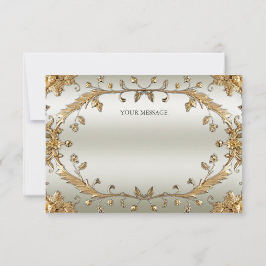 Goldene Verzierte Blume Danke-Karte Dankeskarte (Rückseite)
