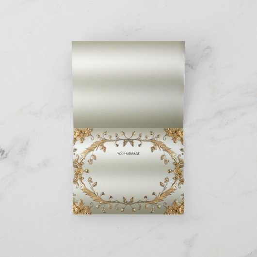 Goldene Verzierte Blume Danke-Karte Dankeskarte (Innenseite)