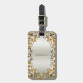 Goldene Verzierte Blume Gepäckmarke Gepäckanhänger (Vorderseite vertikal)