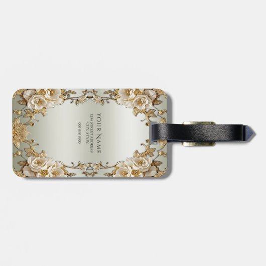 Goldene Verzierte Blume Gepäckmarke Gepäckanhänger (Rückseite horizontal)