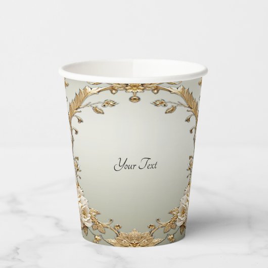 Goldene Verzierte Blume Papiertasse Pappbecher (Links)