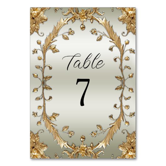 Goldene Verzierte Blume Tischnummer (Rückseite)