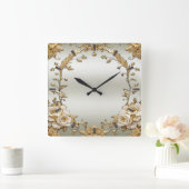 Goldene Verzierte Blume Uhr (Zuhause)