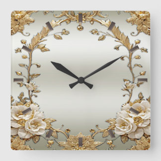 Goldene Verzierte Blume Uhr