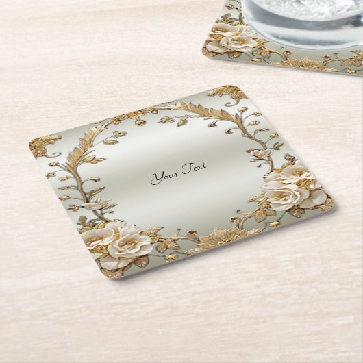Goldene Verzierte Blume Untersetzer (angewinkelt)
