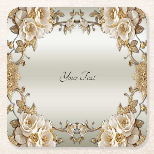 Goldene Verzierte Blume Untersetzer (Vorderseite)