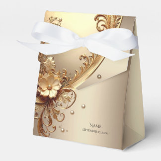 Goldene Verzierte Blumen Geschenkbox Geschenkschachtel