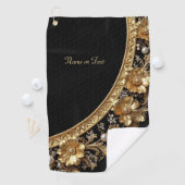 Goldene Verzierte Blumen Golfhandtuch (Insitu)