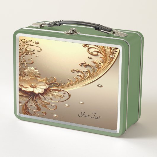 Goldene verzierte Blumen Lunchbox (Vorderseite)