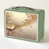 Goldene verzierte Blumen Lunchbox (Rückseite)