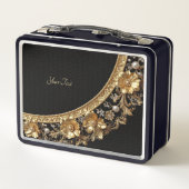 Goldene verzierte Blumen Lunchbox (Rückseite)