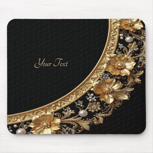 Goldene Verzierte Blumen-Mauspad Mousepad (Vorne)