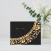 Goldene Verzierte Blumen Postkarte (Stehend Vorderseite)