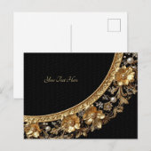 Goldene Verzierte Blumen Postkarte (Vorne/Hinten)