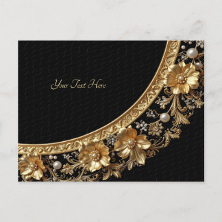 Goldene Verzierte Blumen Postkarte