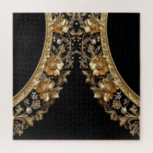 Goldene Verzierte Blumen Puzzle
