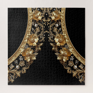 Goldene Verzierte Blumen Puzzle