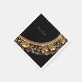 Goldene Verzierte Blumen Serviette (Ecke)