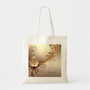 Goldene Verzierte Blumen-Tasche Tragetasche