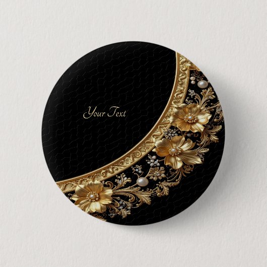 Goldene Verzierte Blumen-Taste Button (Vorderseite)