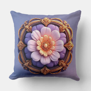 Goldene verzierte Blumenmedaillon-Design Kissen