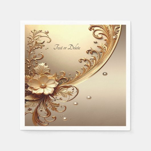 Goldene Verzierte Blumenmuster Serviette (Vorderseite)