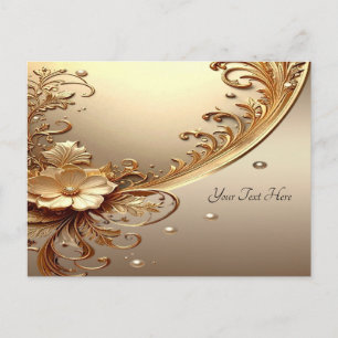 Goldene verzierte Blumenpostkarte Postkarte