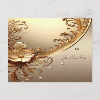 Goldene verzierte Blumenpostkarte Postkarte