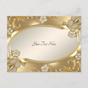 Goldene verzierte Blumenpostkarte Postkarte