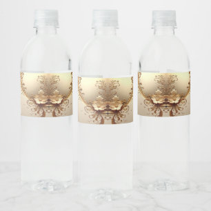 Goldene Verzierte Blumige Wasserflaschenetikett