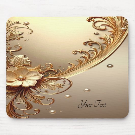 Goldene Verzierte Florale Mauspad (Vorne)