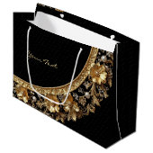 Goldene verzierte Geschenktüte (Vorderseite Schrägansicht)